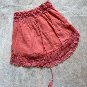 Aerie boho macrame and gauze high-waisted skirt, M